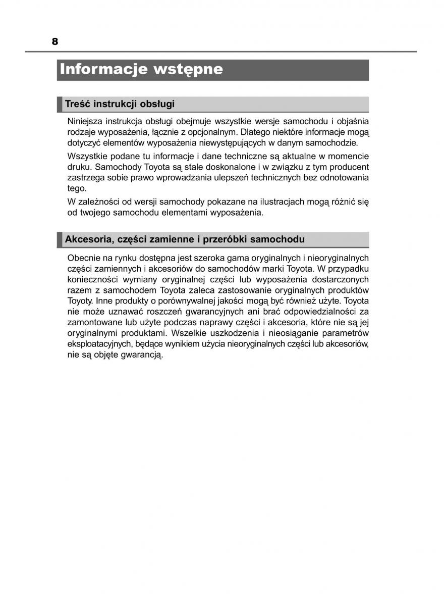 Toyota Auris Hybrid II 2 instrukcja obslugi / page 8