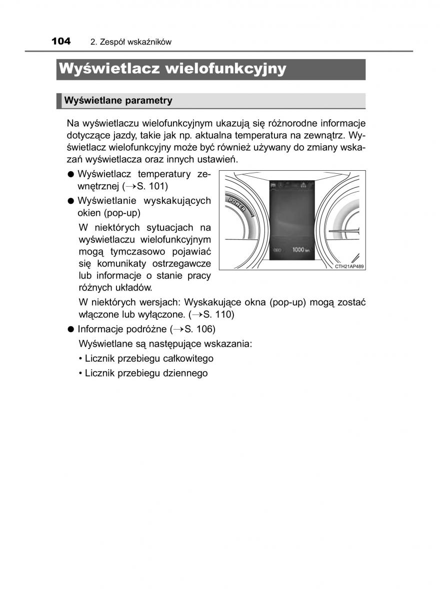 Toyota Auris Hybrid II 2 instrukcja obslugi / page 104