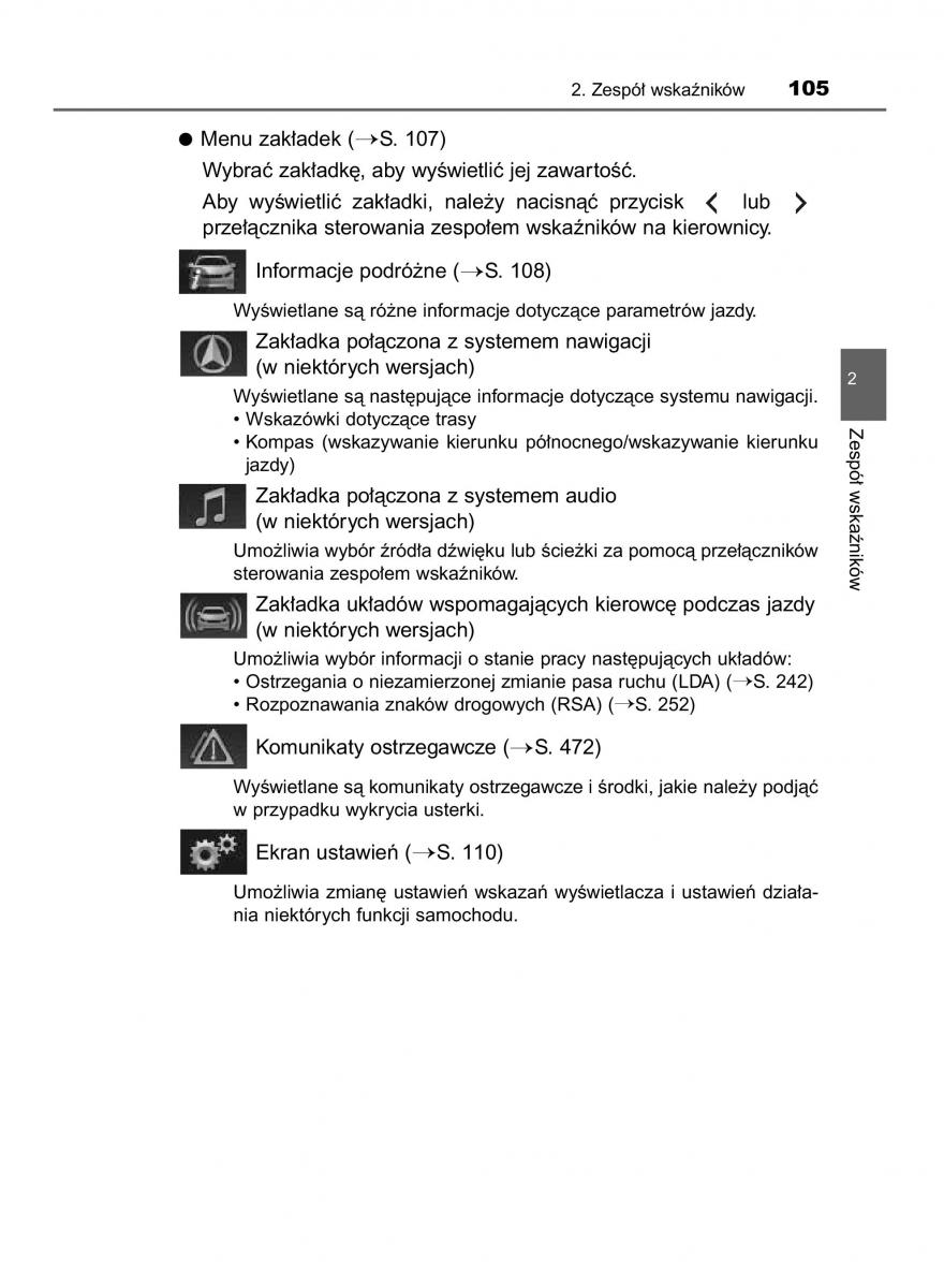 Toyota Auris Hybrid II 2 instrukcja obslugi / page 105