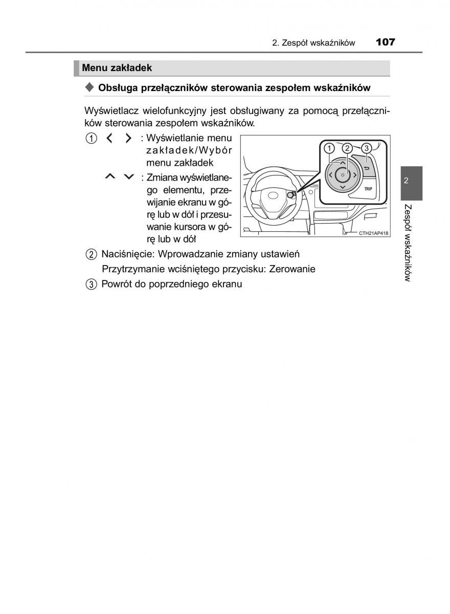 Toyota Auris Hybrid II 2 instrukcja obslugi / page 107