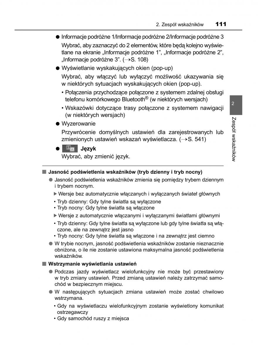 Toyota Auris Hybrid II 2 instrukcja obslugi / page 111