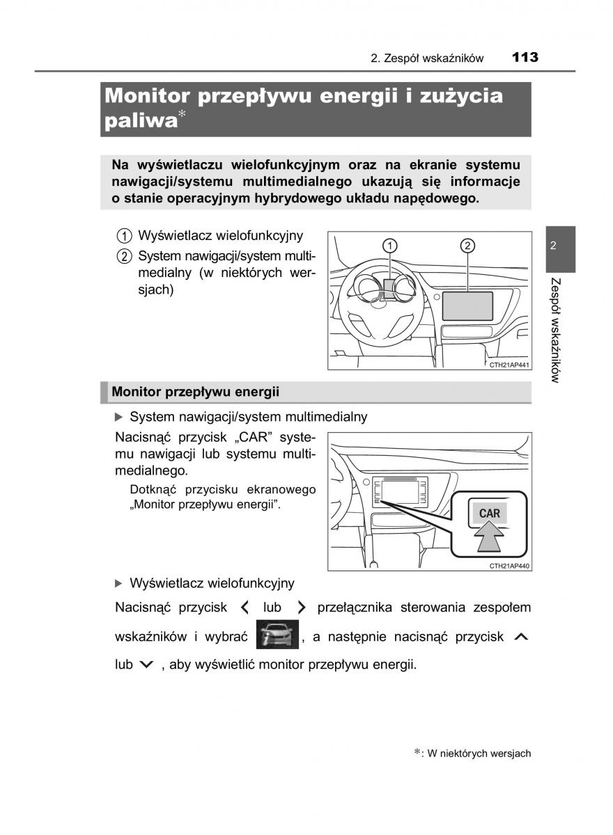 Toyota Auris Hybrid II 2 instrukcja obslugi / page 113