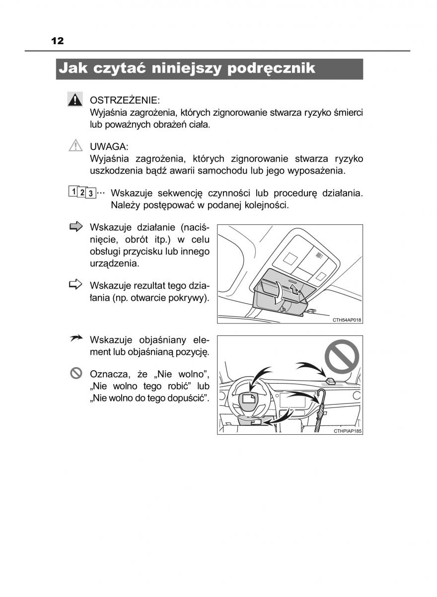 Toyota Auris Hybrid II 2 instrukcja obslugi / page 12