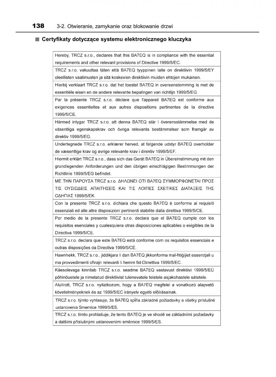 Toyota Auris Hybrid II 2 instrukcja obslugi / page 138