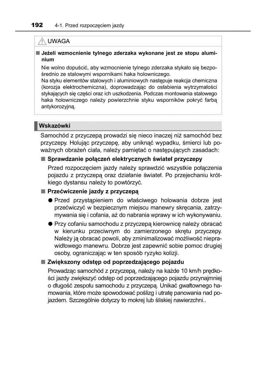 Toyota Auris Hybrid II 2 instrukcja obslugi / page 192