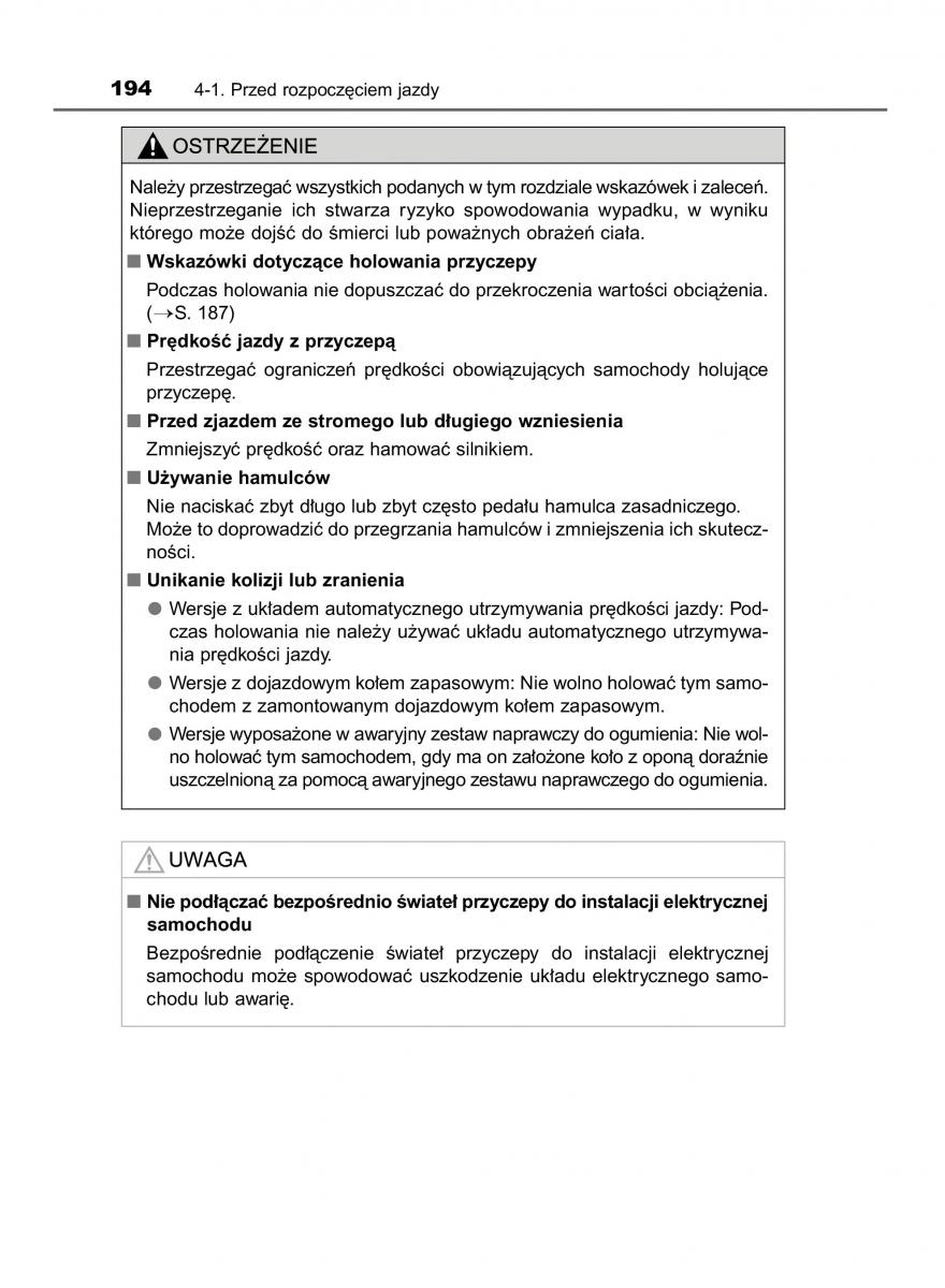 Toyota Auris Hybrid II 2 instrukcja obslugi / page 194