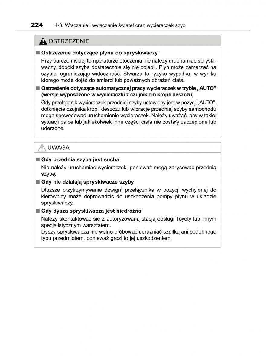 Toyota Auris Hybrid II 2 instrukcja obslugi / page 224