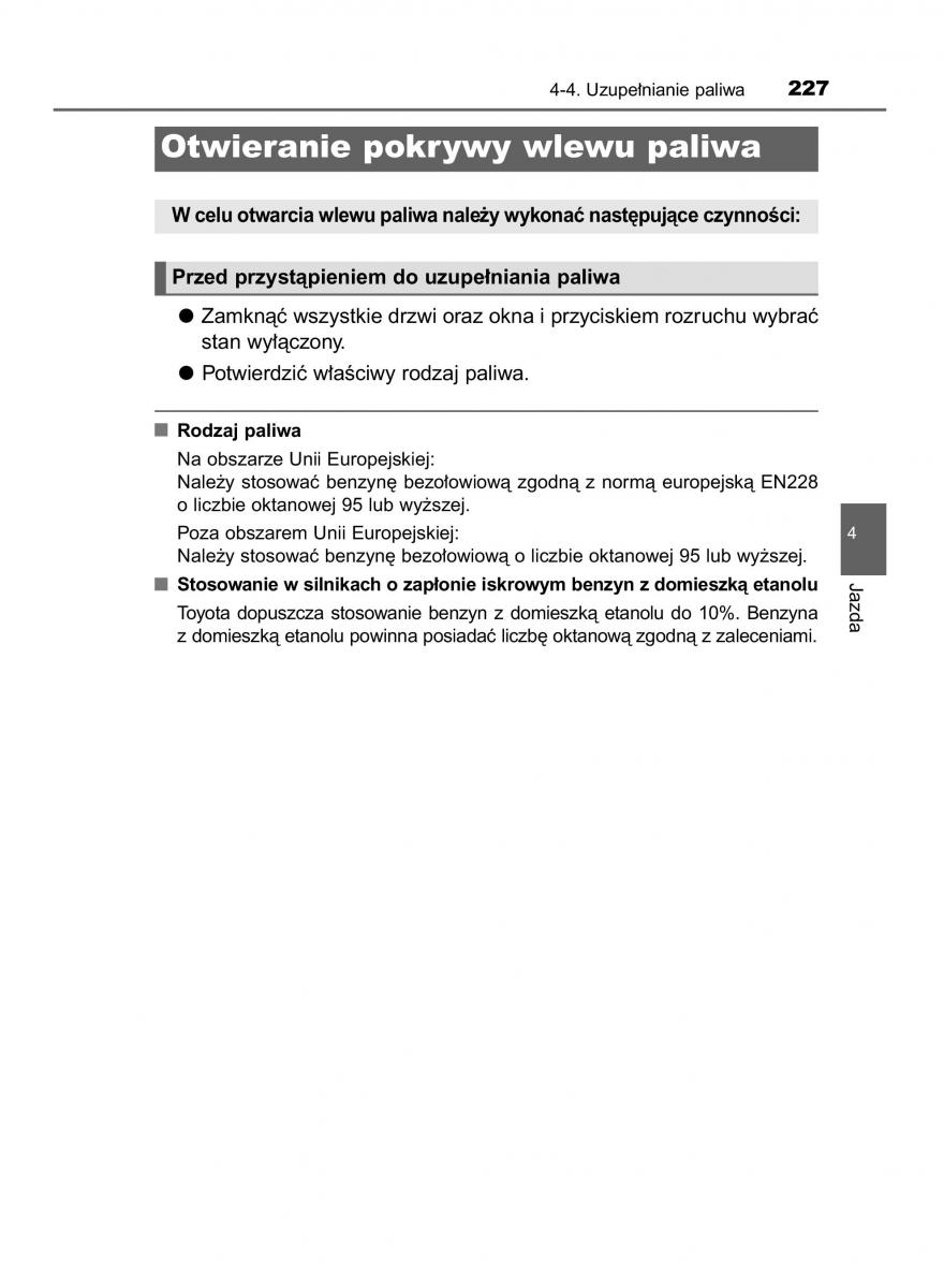 Toyota Auris Hybrid II 2 instrukcja obslugi / page 227