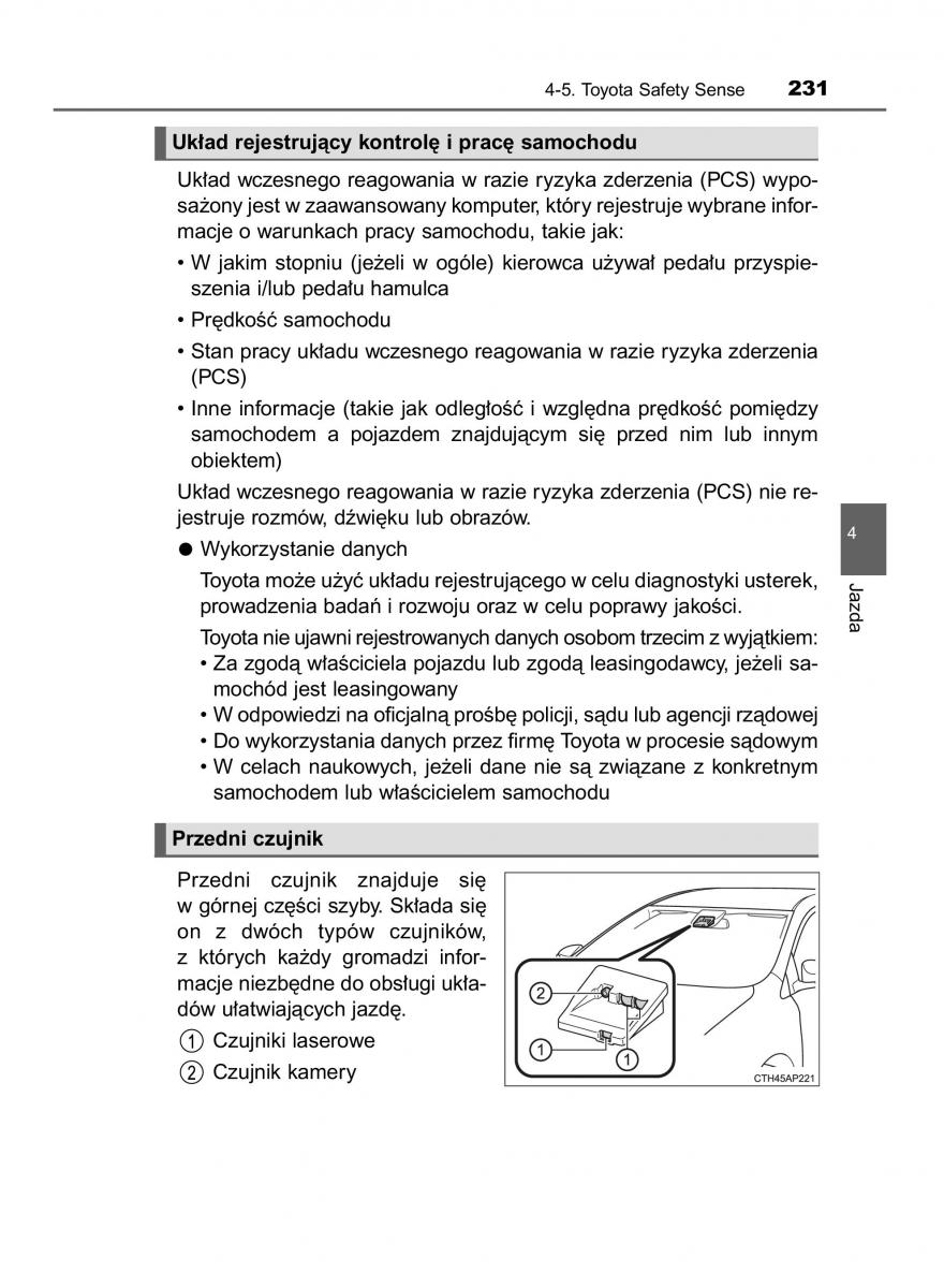 Toyota Auris Hybrid II 2 instrukcja obslugi / page 231