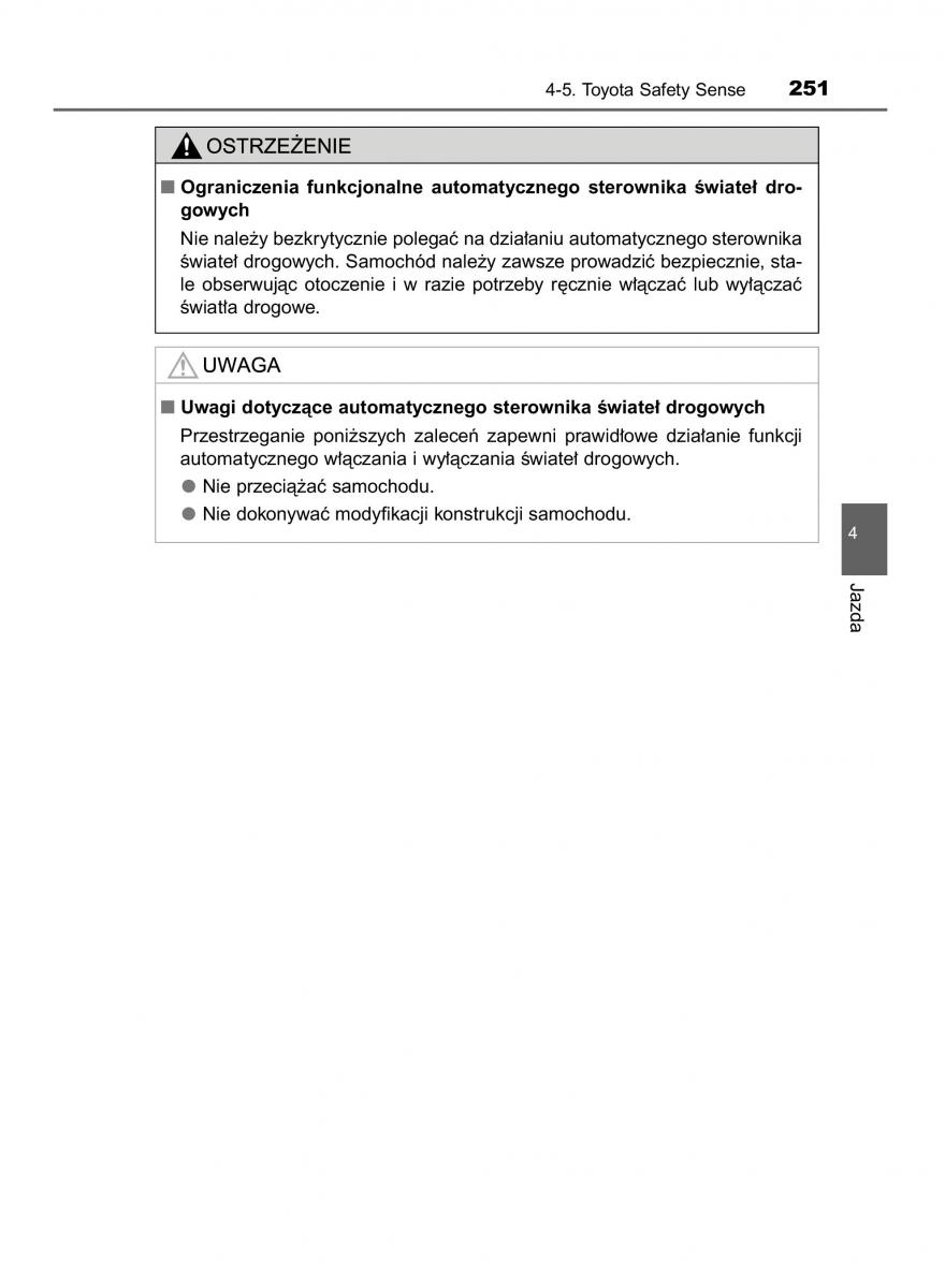 Toyota Auris Hybrid II 2 instrukcja obslugi / page 251