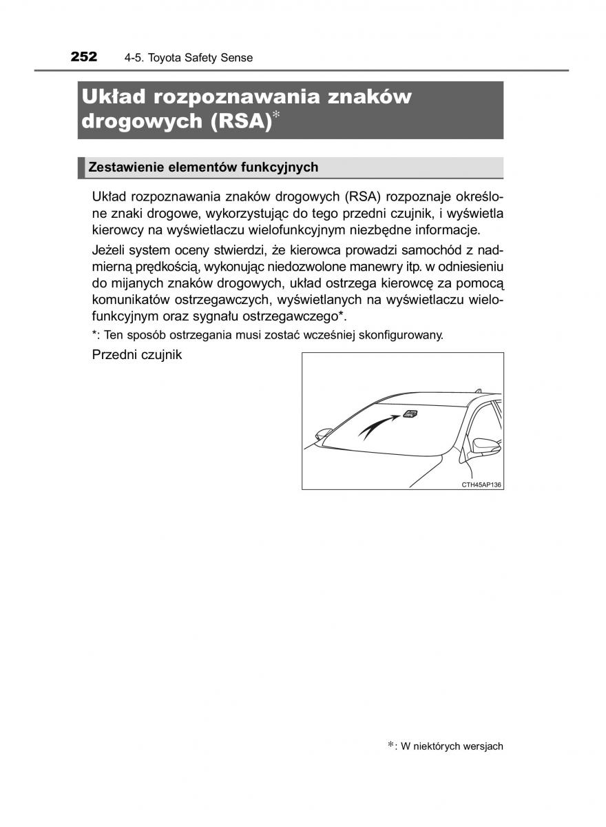 Toyota Auris Hybrid II 2 instrukcja obslugi / page 252