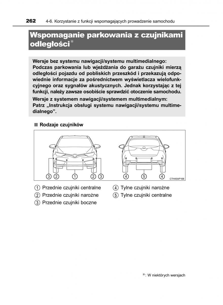 Toyota Auris Hybrid II 2 instrukcja obslugi / page 262