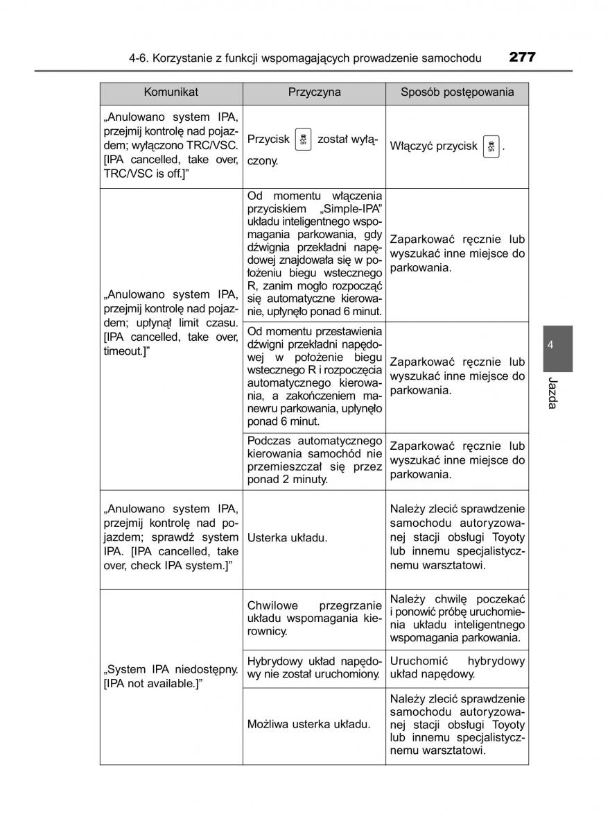 Toyota Auris Hybrid II 2 instrukcja obslugi / page 277