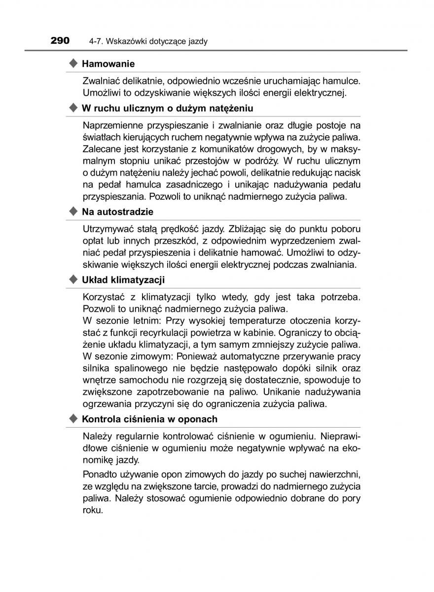 Toyota Auris Hybrid II 2 instrukcja obslugi / page 290