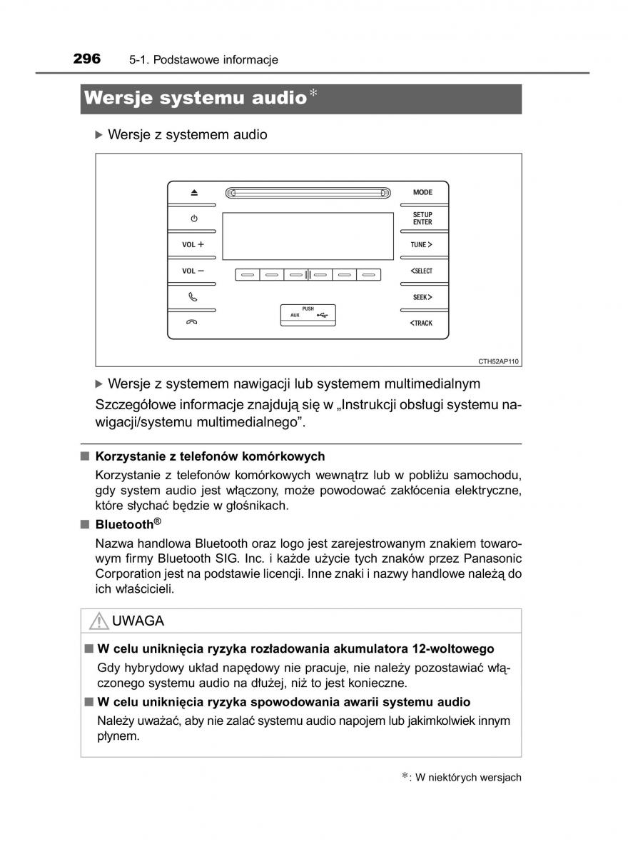 Toyota Auris Hybrid II 2 instrukcja obslugi / page 296