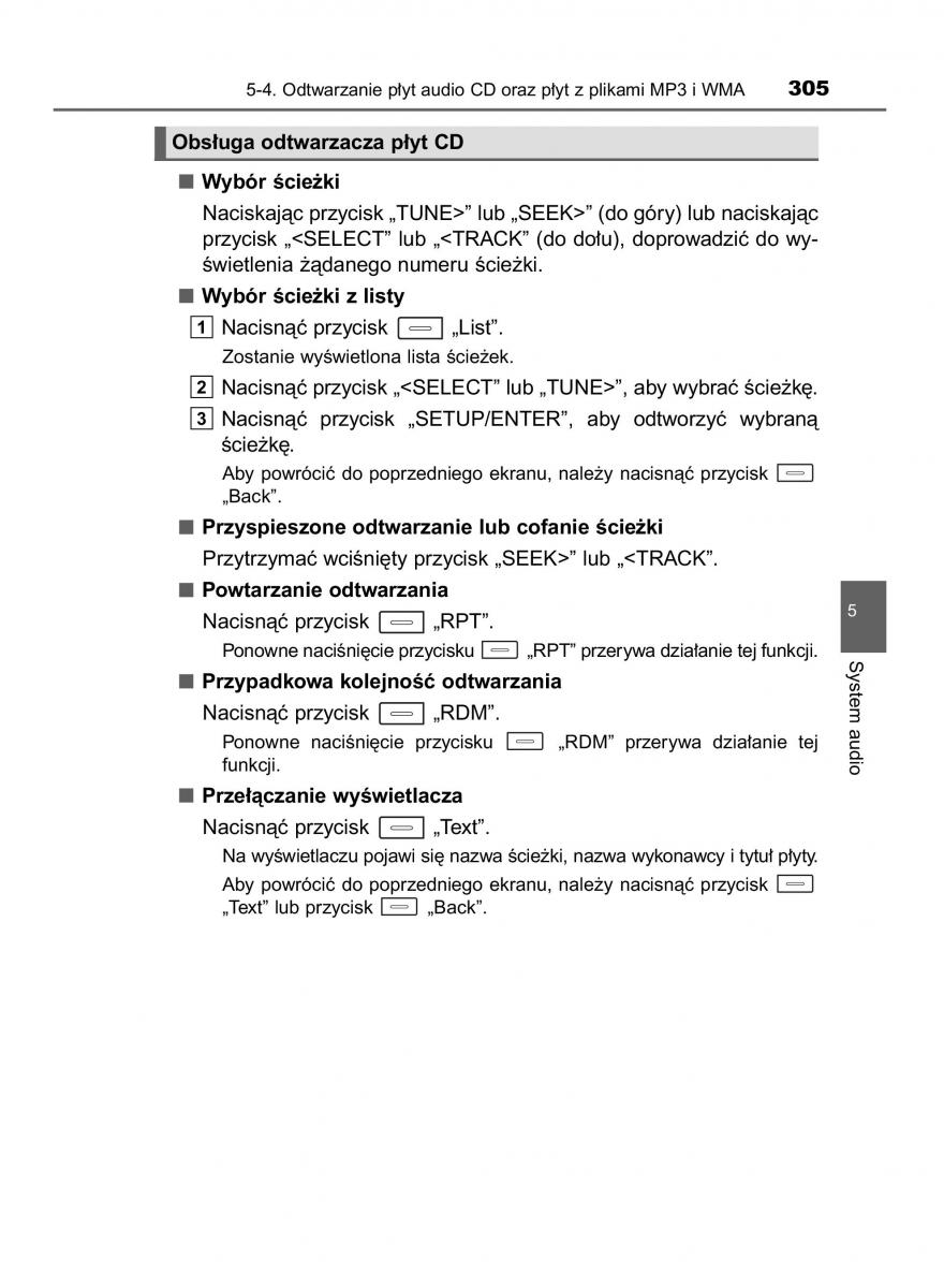 Toyota Auris Hybrid II 2 instrukcja obslugi / page 305