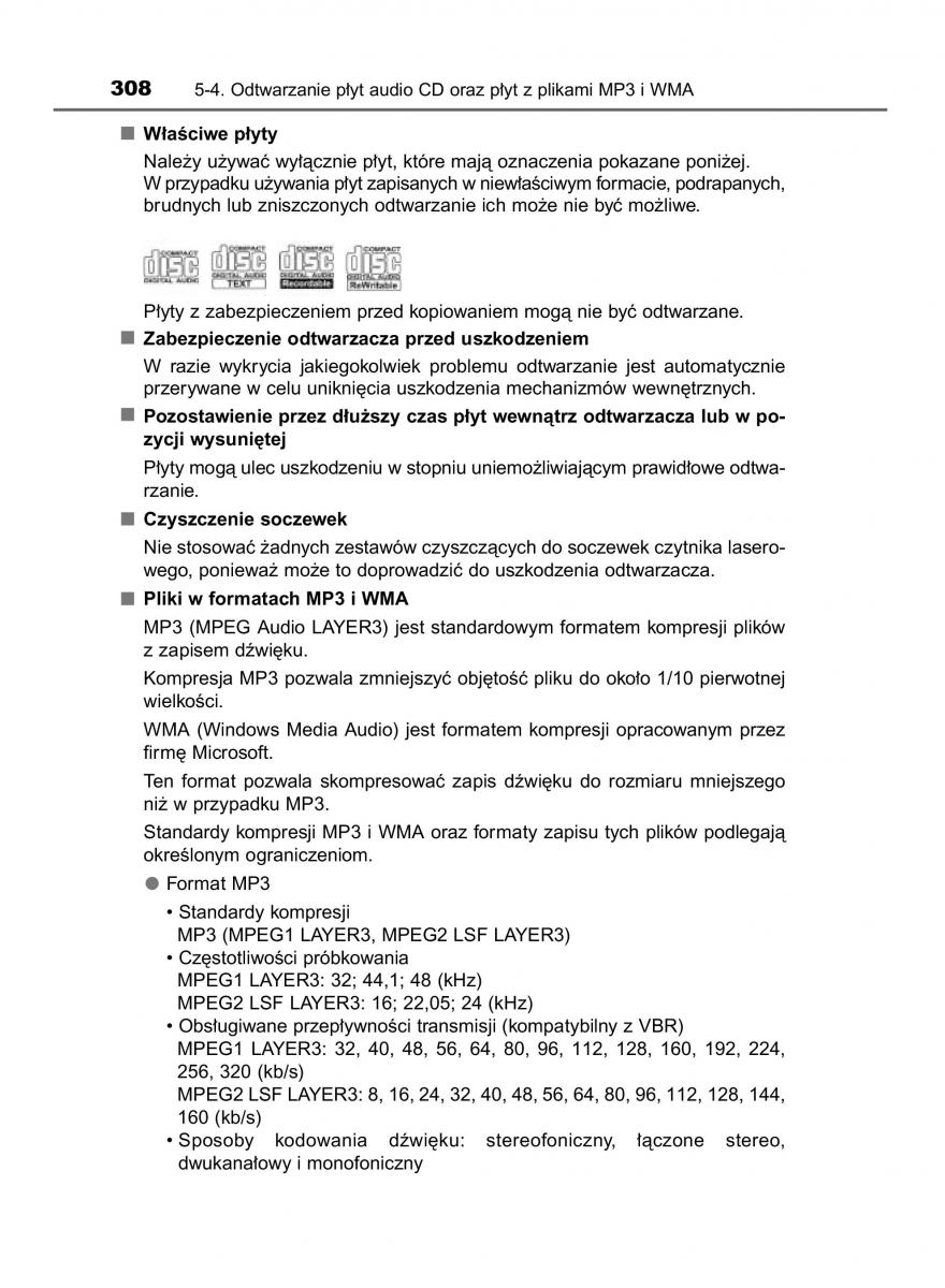 Toyota Auris Hybrid II 2 instrukcja obslugi / page 308