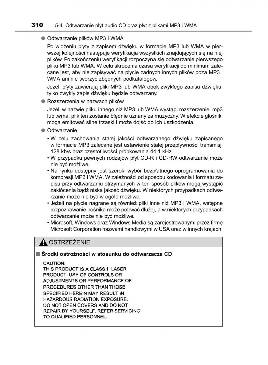 Toyota Auris Hybrid II 2 instrukcja obslugi / page 310