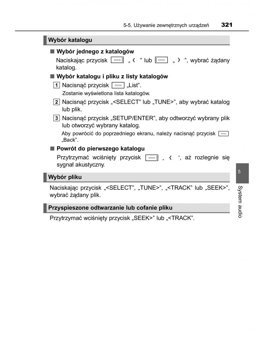 Toyota Auris Hybrid II 2 instrukcja obslugi / page 321