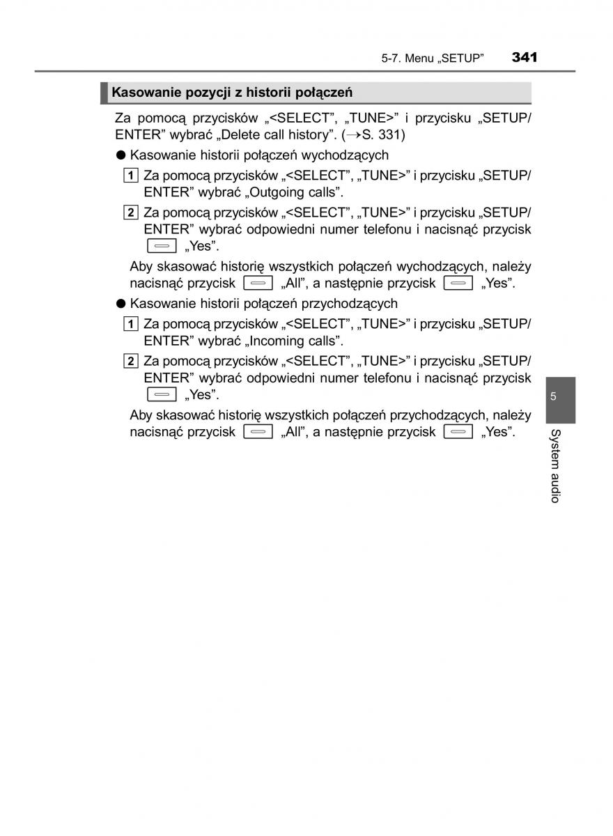 Toyota Auris Hybrid II 2 instrukcja obslugi / page 341