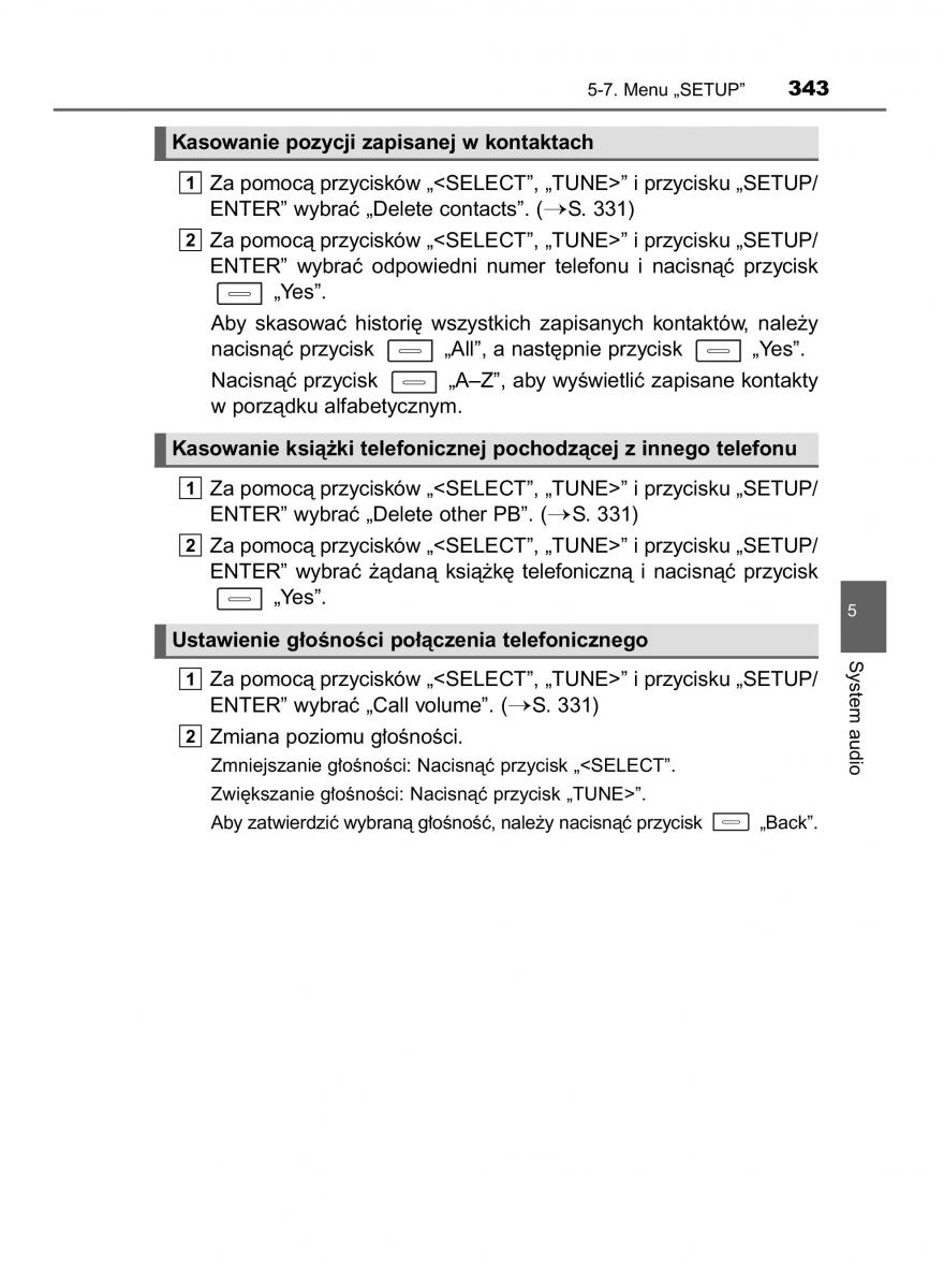 Toyota Auris Hybrid II 2 instrukcja obslugi / page 343