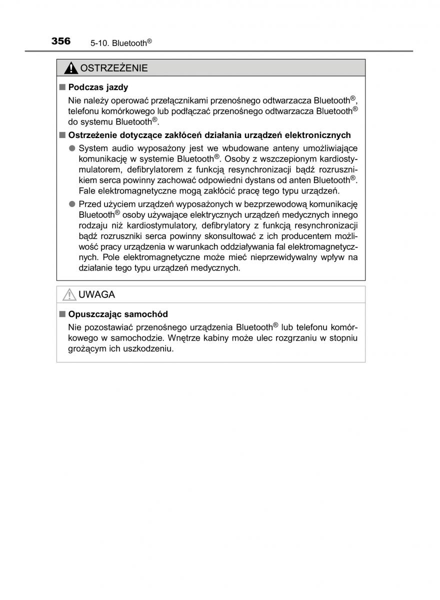 Toyota Auris Hybrid II 2 instrukcja obslugi / page 356