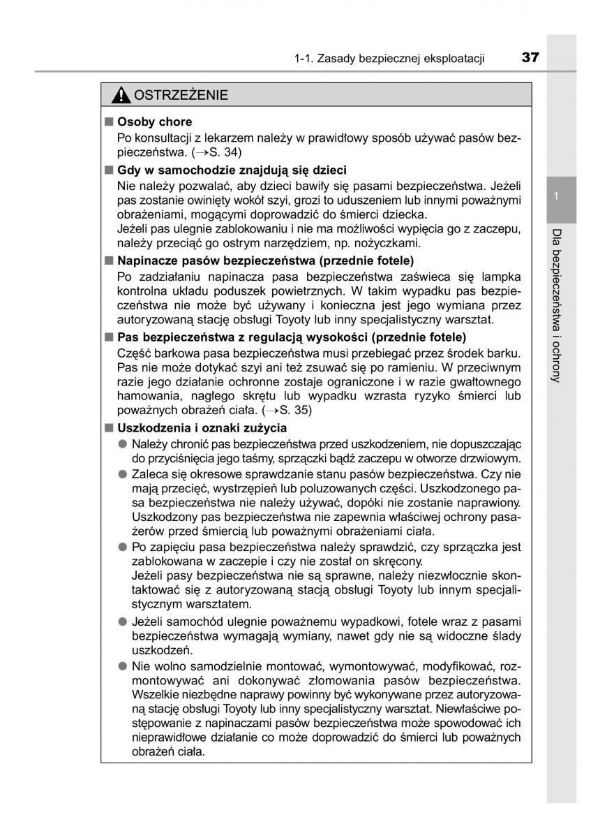 Toyota Auris Hybrid II 2 instrukcja obslugi / page 37