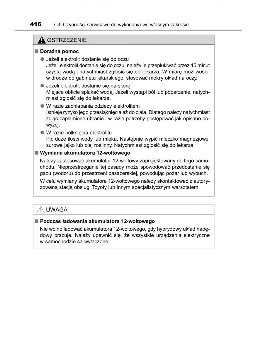 Toyota Auris Hybrid II 2 instrukcja obslugi / page 416