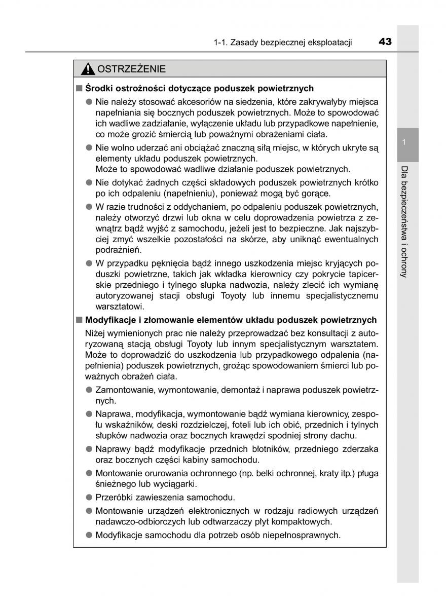 Toyota Auris Hybrid II 2 instrukcja obslugi / page 43