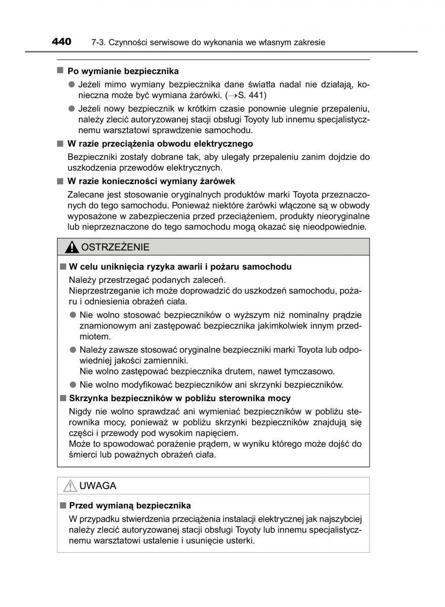 Toyota Auris Hybrid II 2 instrukcja obslugi / page 440