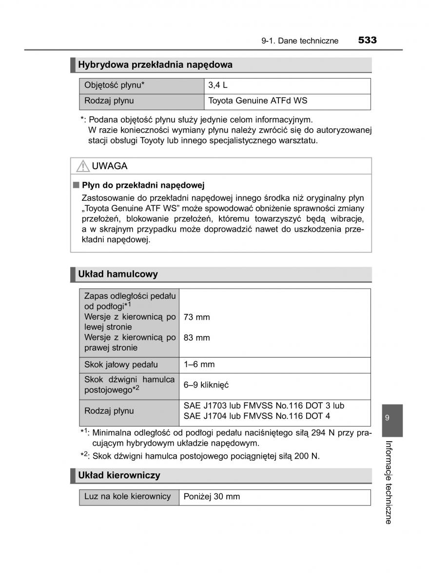 Toyota Auris Hybrid II 2 instrukcja obslugi / page 533