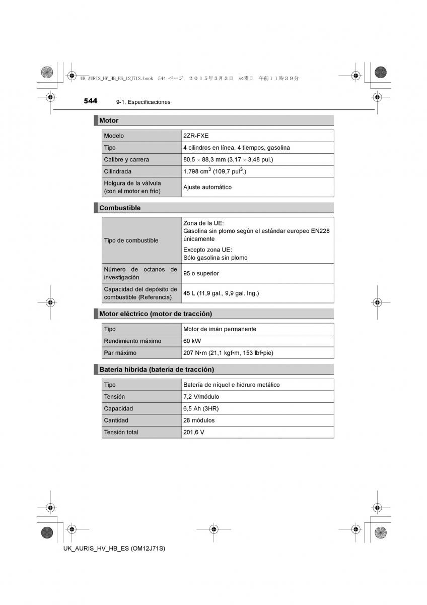 Toyota Auris Hybrid II 2 manual del propietario / page 544