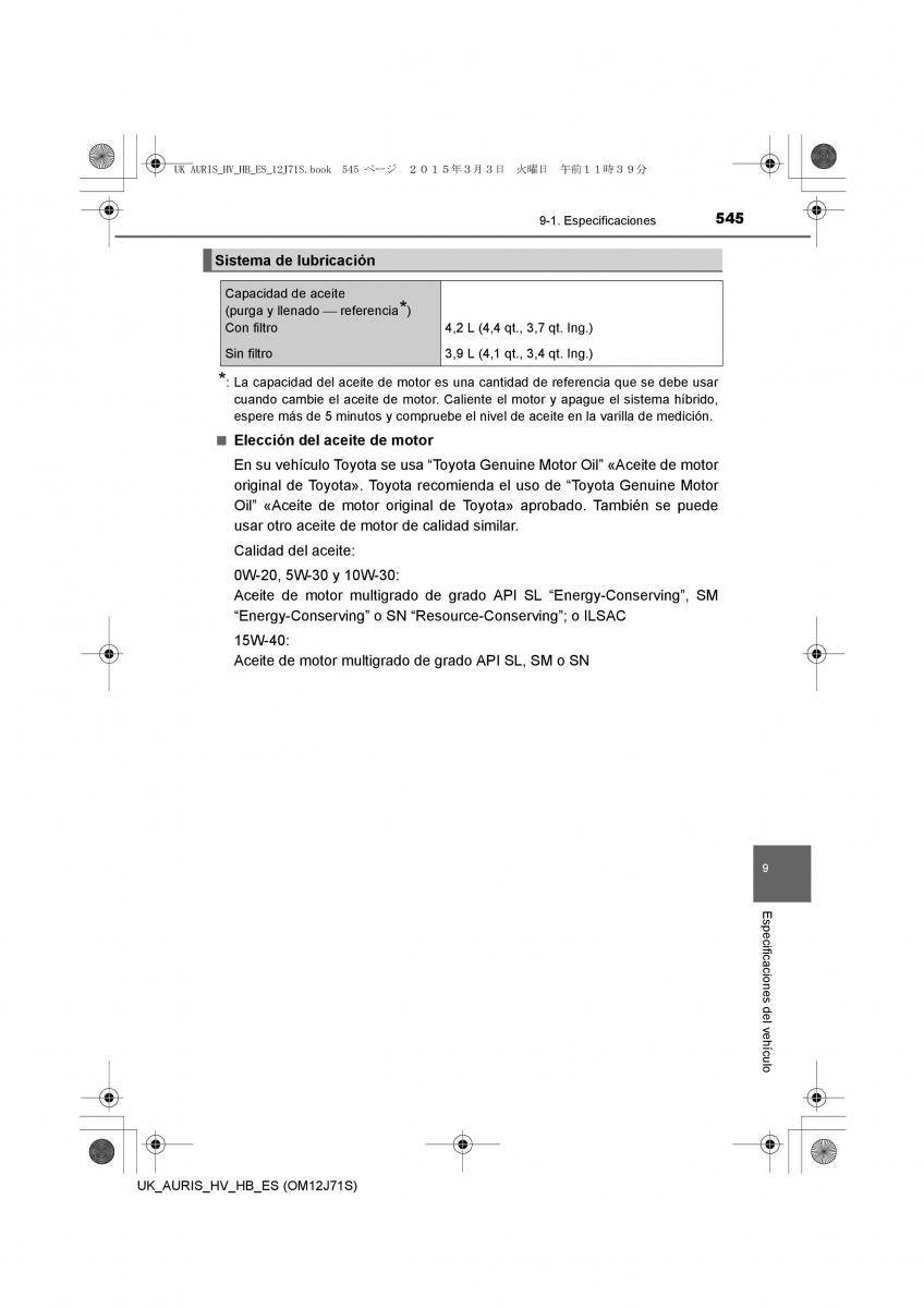 Toyota Auris Hybrid II 2 manual del propietario / page 545