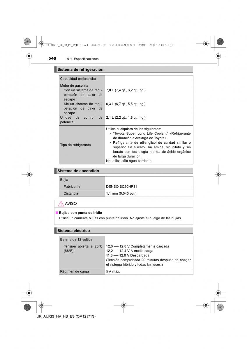 Toyota Auris Hybrid II 2 manual del propietario / page 548