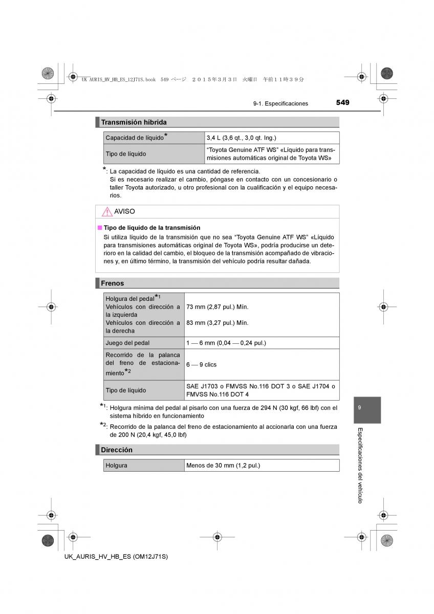 Toyota Auris Hybrid II 2 manual del propietario / page 549