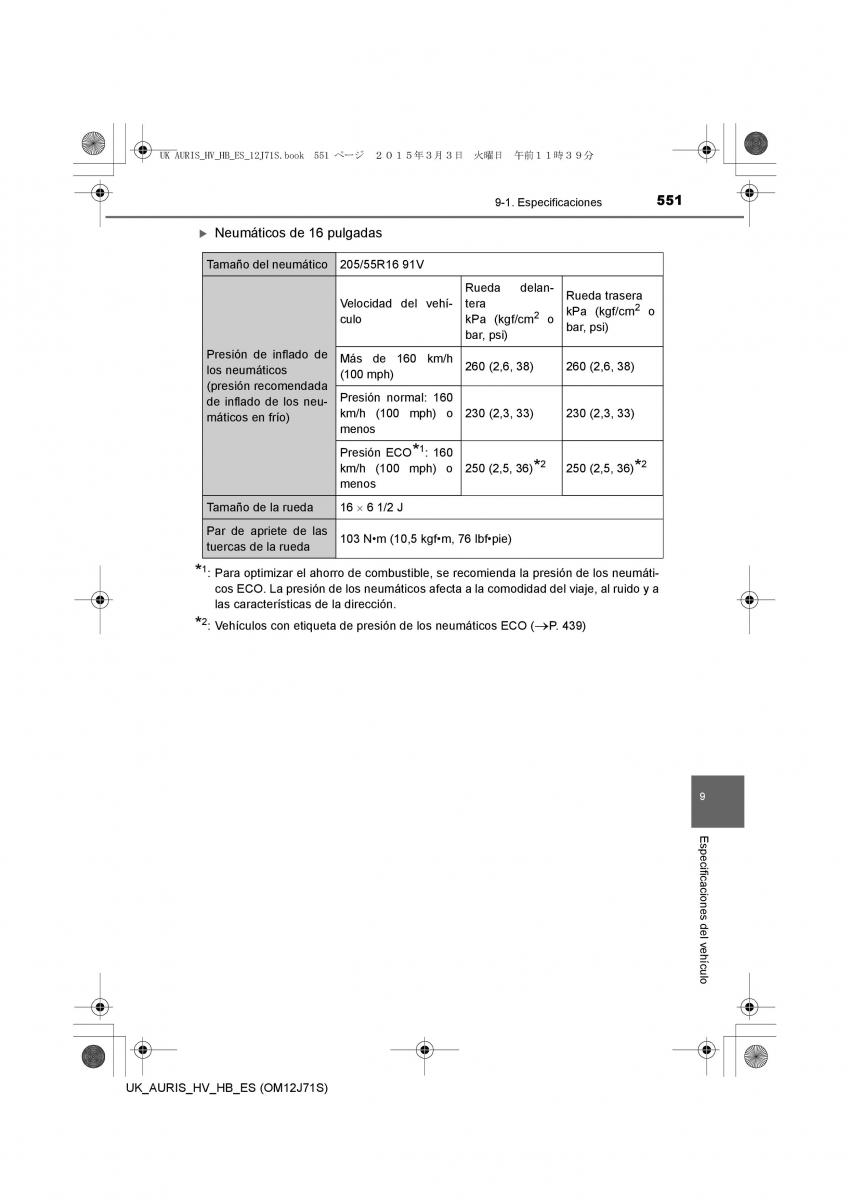 Toyota Auris Hybrid II 2 manual del propietario / page 551