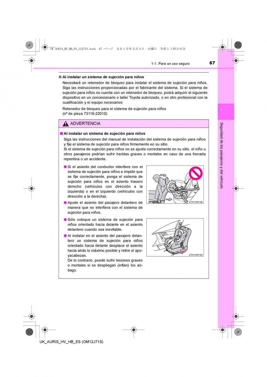 Toyota Auris Hybrid II 2 manual del propietario / page 67