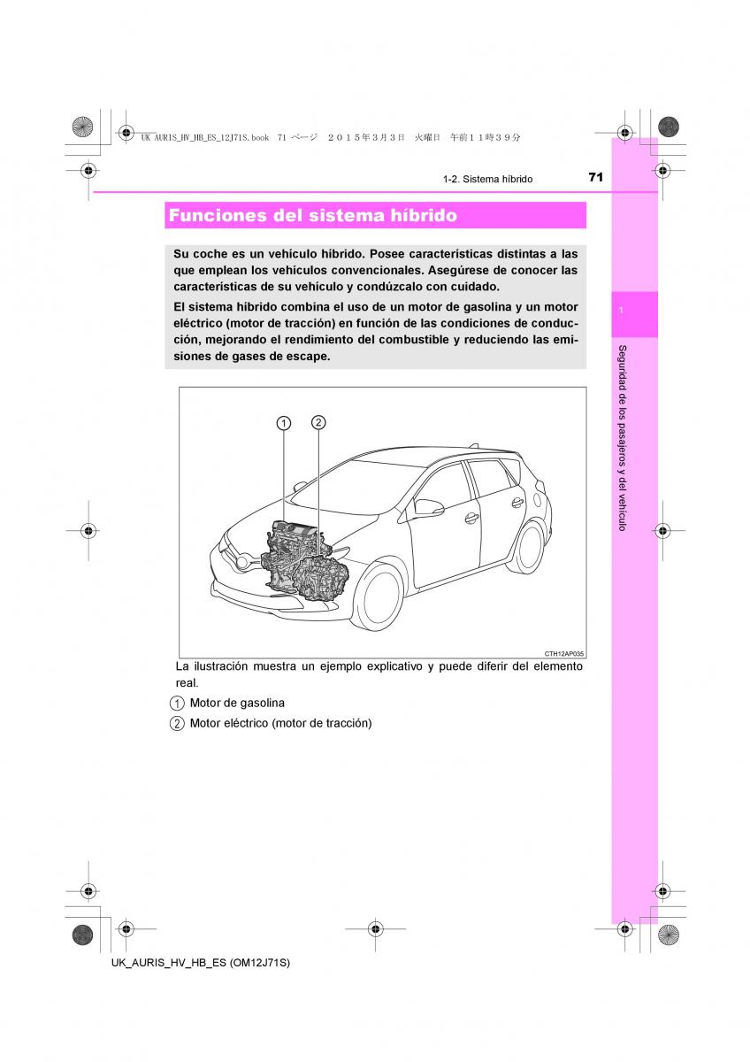 Toyota Auris Hybrid II 2 manual del propietario / page 71