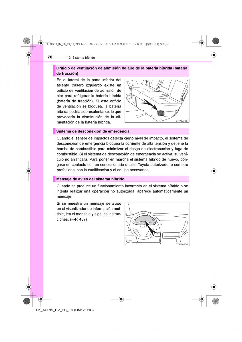 Toyota Auris Hybrid II 2 manual del propietario / page 76