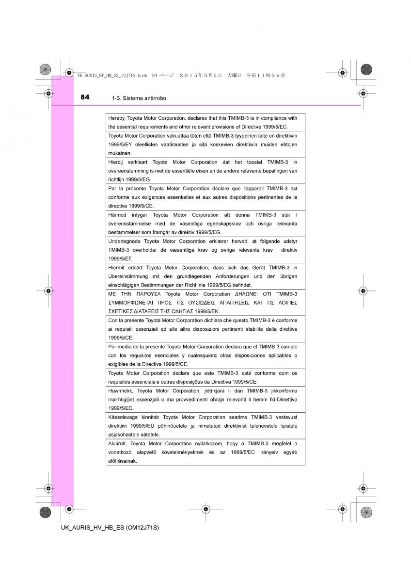 Toyota Auris Hybrid II 2 manual del propietario / page 84