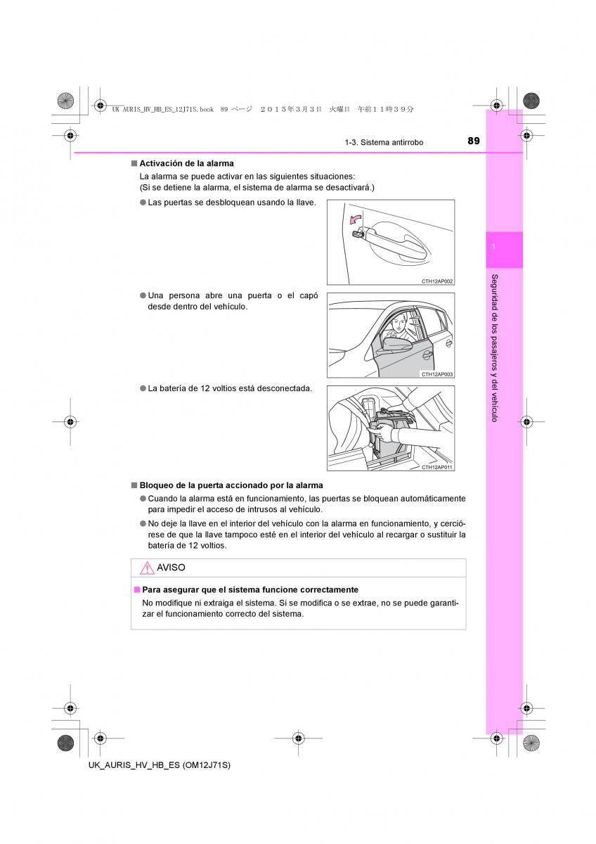 Toyota Auris Hybrid II 2 manual del propietario / page 89