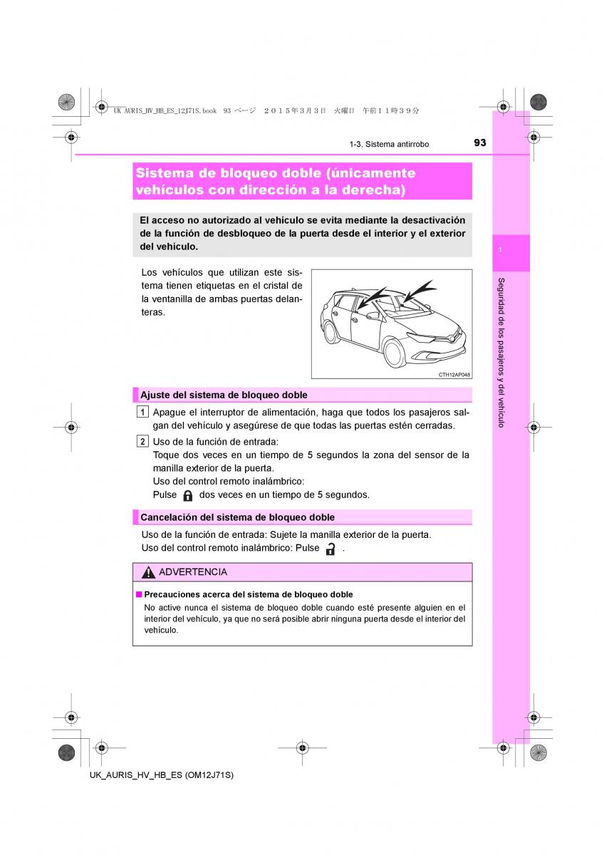 Toyota Auris Hybrid II 2 manual del propietario / page 93