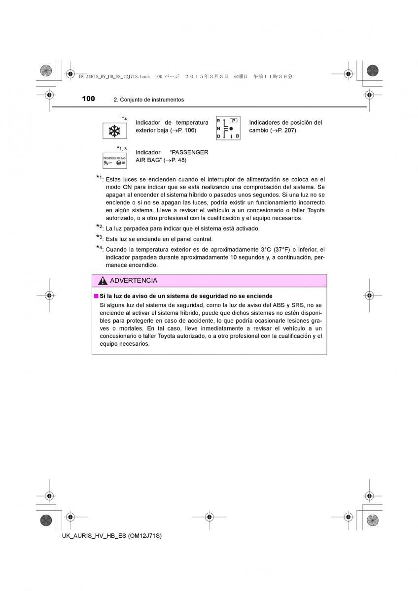 Toyota Auris Hybrid II 2 manual del propietario / page 100