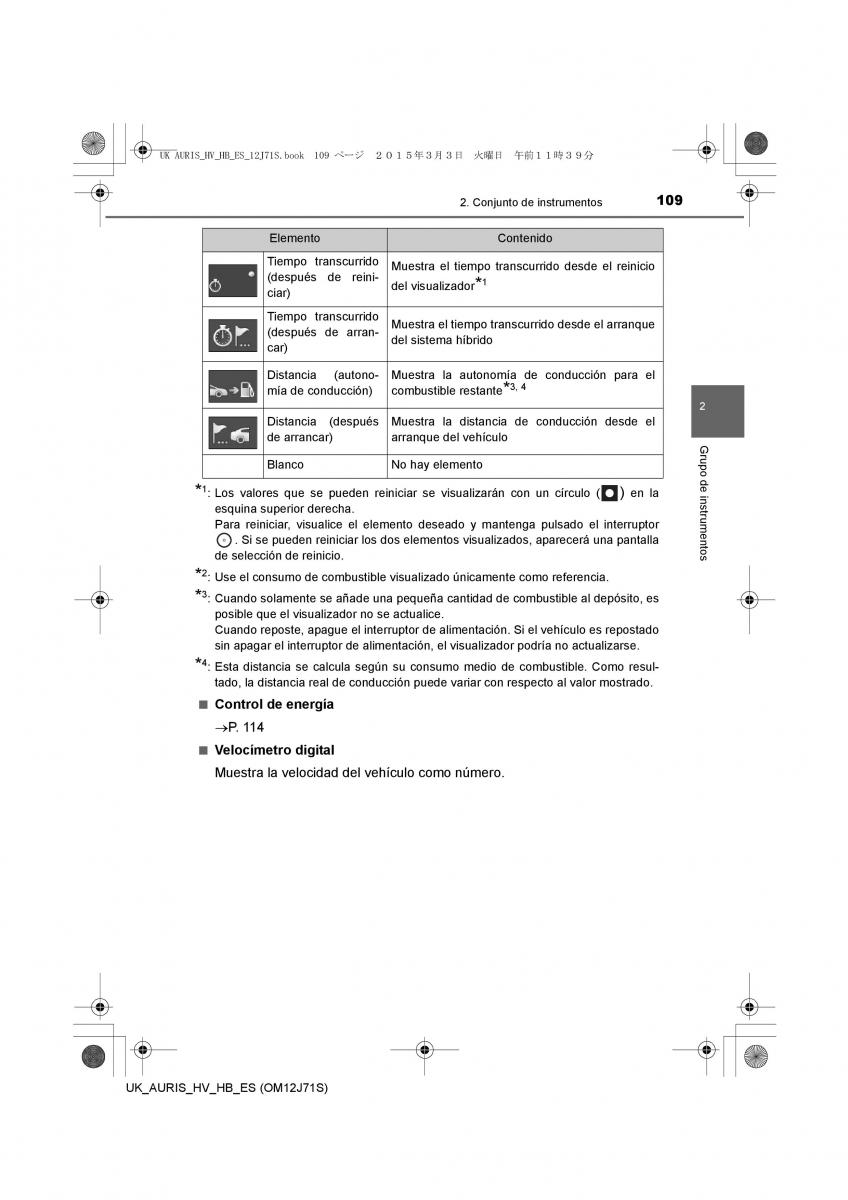 Toyota Auris Hybrid II 2 manual del propietario / page 109