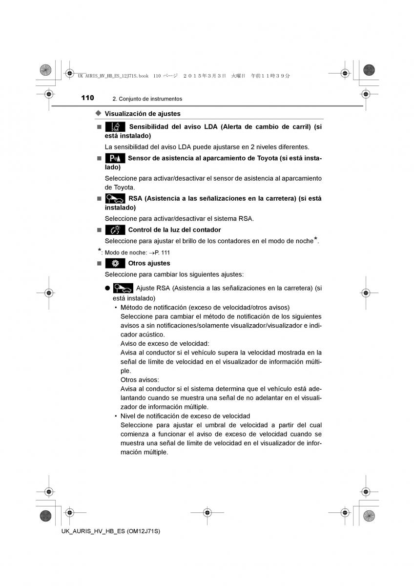 Toyota Auris Hybrid II 2 manual del propietario / page 110