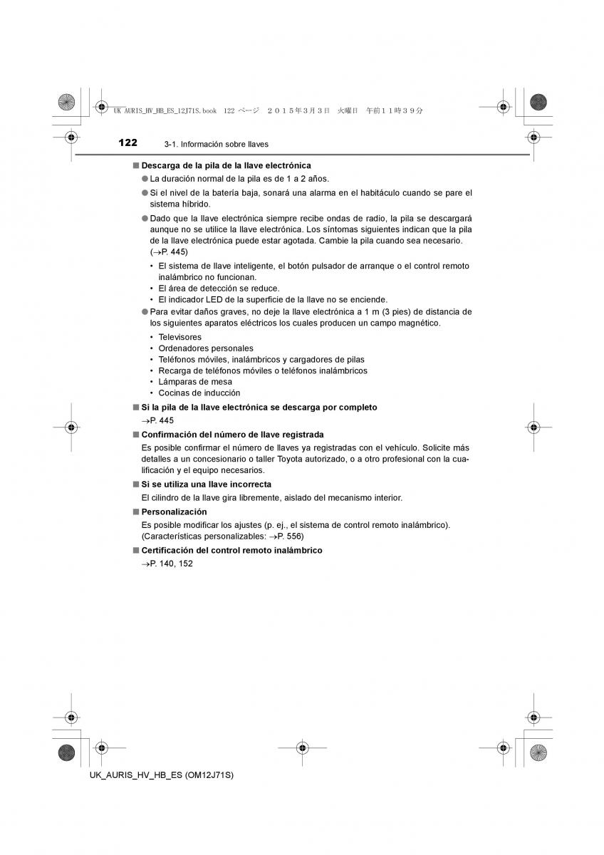 Toyota Auris Hybrid II 2 manual del propietario / page 122