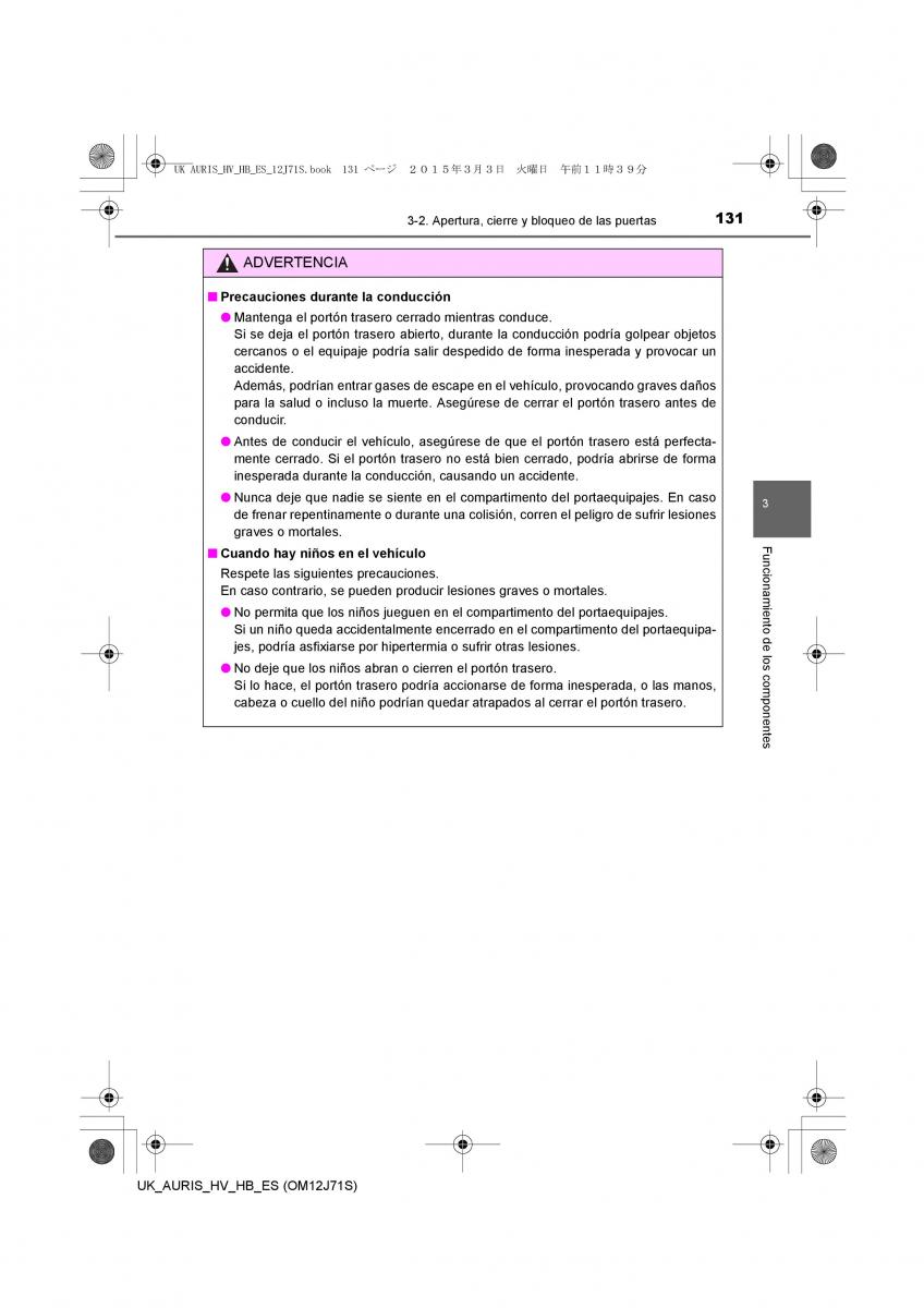 Toyota Auris Hybrid II 2 manual del propietario / page 131