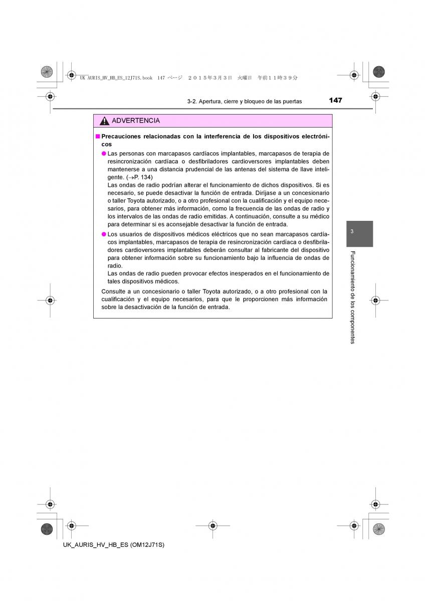 Toyota Auris Hybrid II 2 manual del propietario / page 147