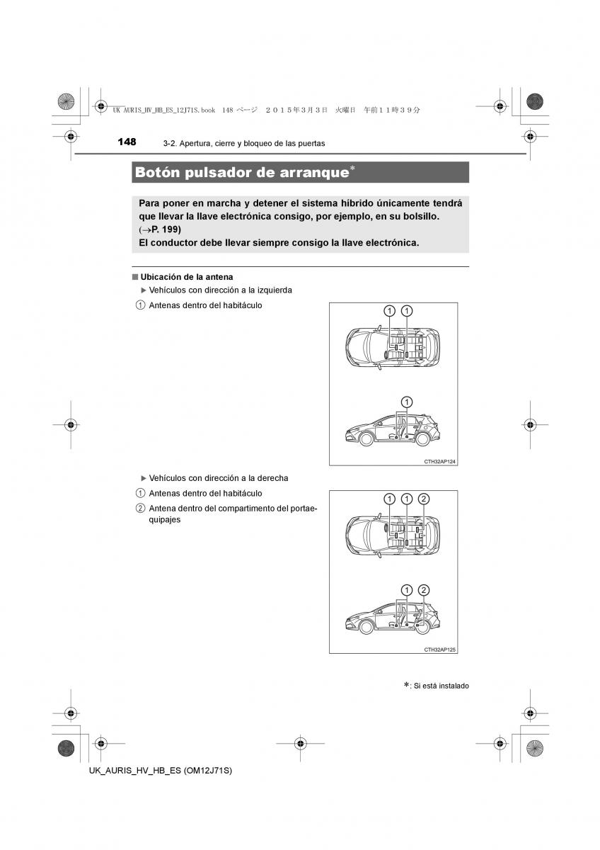 Toyota Auris Hybrid II 2 manual del propietario / page 148