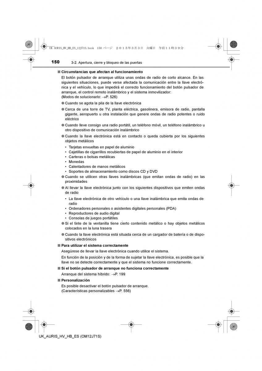 Toyota Auris Hybrid II 2 manual del propietario / page 150